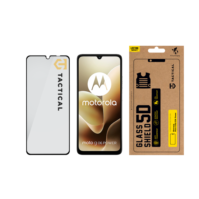 Taktický sklenený štít 5D sklo pre Motorola Moto G06/G06 Power Black