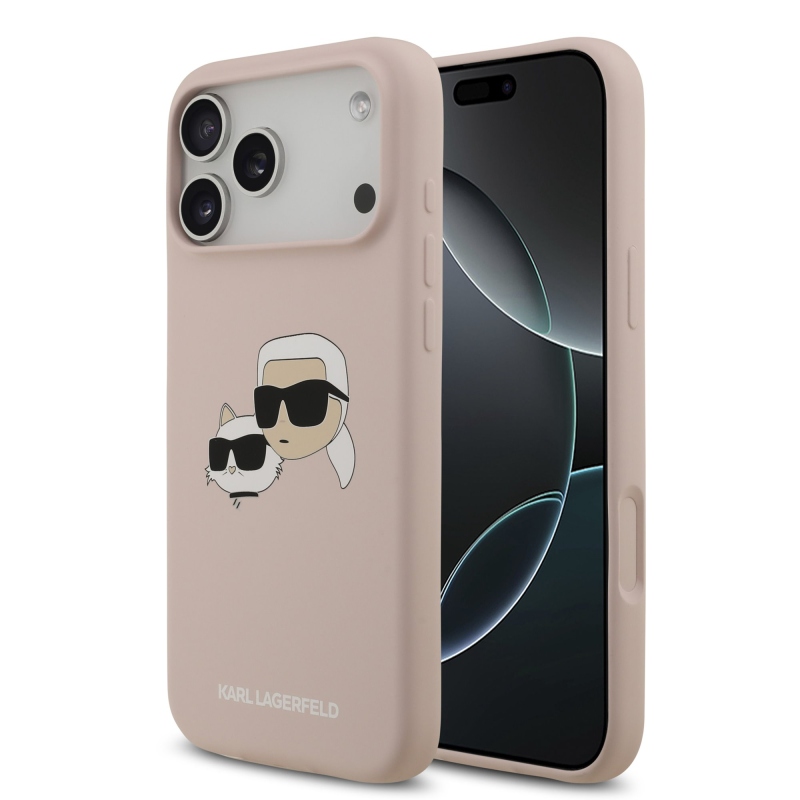 Karl Lagerfeld Liquid Silicone Double Heads MagSafe zadný kryt pre iPhone 17 Pro Max Pink