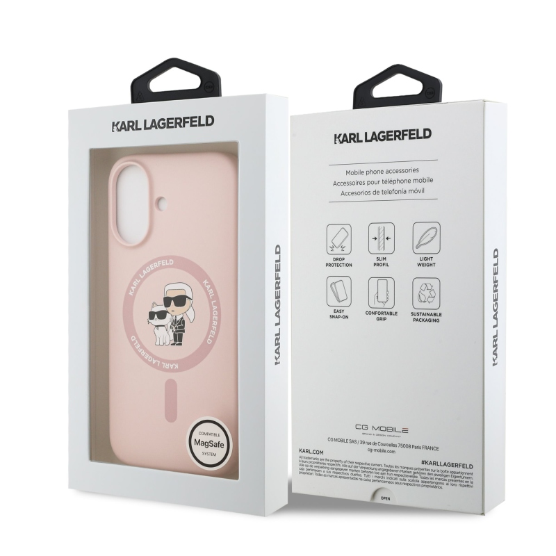 Karl Lagerfeld Liquid Silicone Karl and Choupette MagSafe zadný kryt pre iPhone 17 ružový