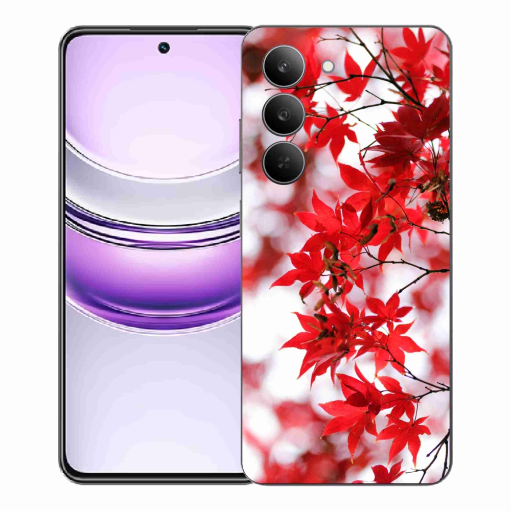 Gélový kryt mmCase na Realme 14x 5G - červené listy