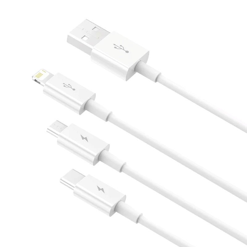 Rýchlonabíjací dátový kábel Baseus Superior Series USB-A - USB-C/microUSB/Lightning 3,5A 1m Stellar White