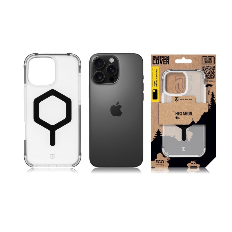 Taktický kryt MagForce Hexagon pre Apple iPhone 16 Pro Max T-Black