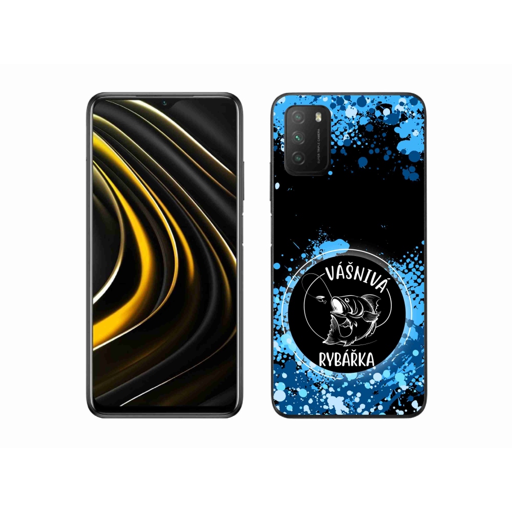 Gélový kryt mmCase na Xiaomi Poco M3 - vášnivá rybárka čierne pozadie