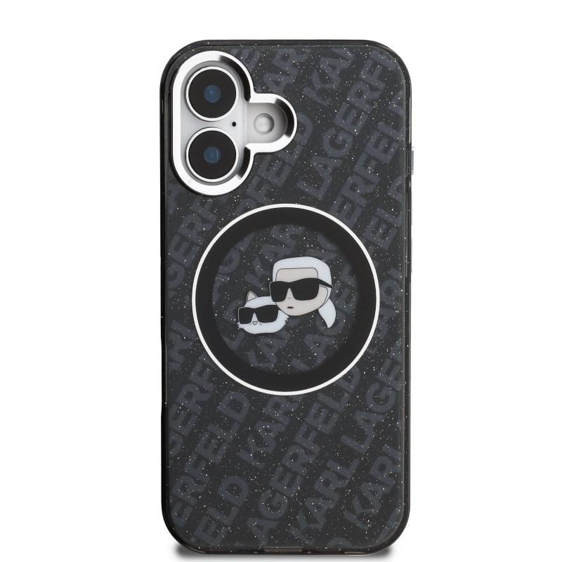 Karl Lagerfeld IML K&CH Heads Repeated Logo MagSafe Zadný Kryt pre iPhone 16 Black