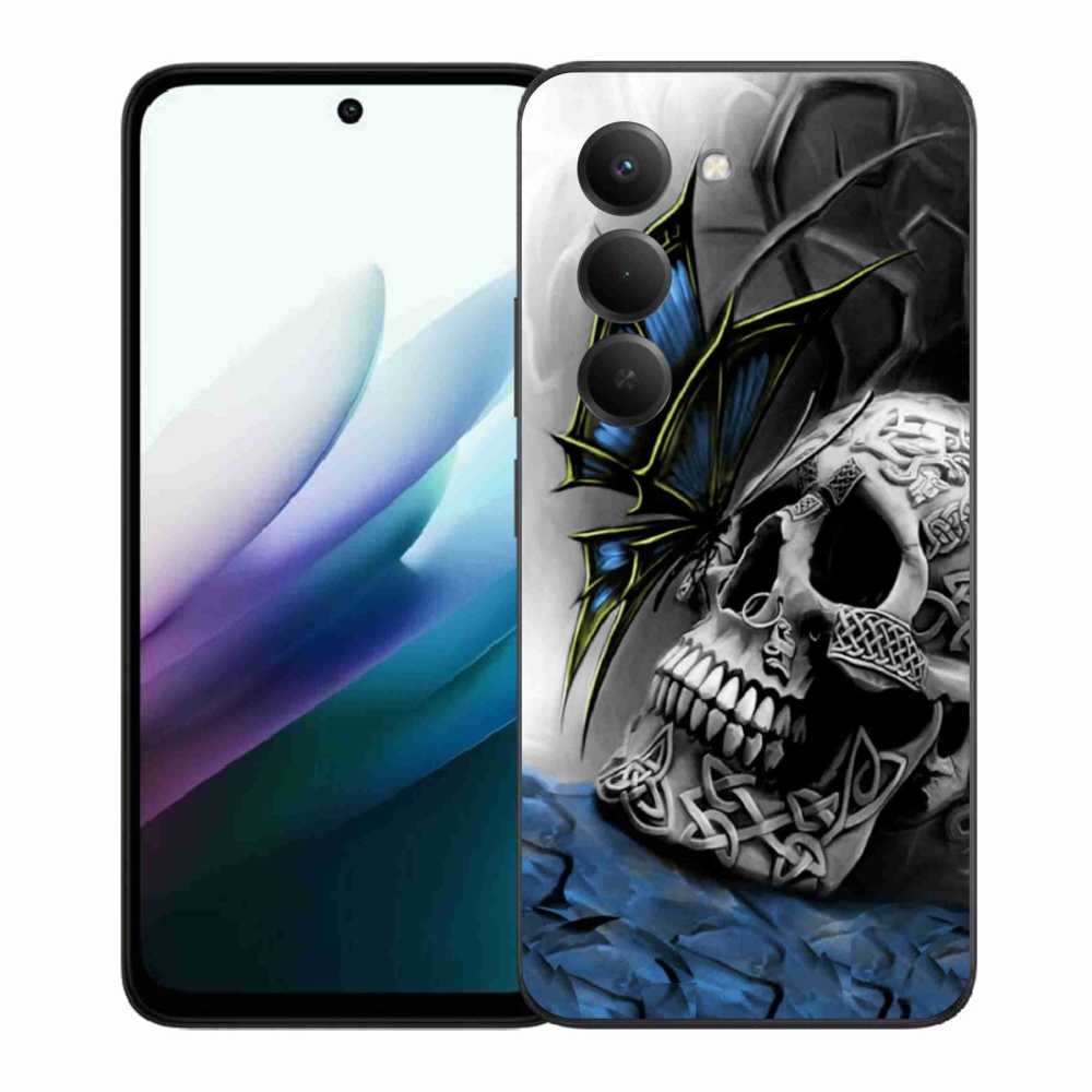 Gélový kryt mmCase na Xiaomi Redmi 15 4G/5G (171mm) - motýľ a lebka