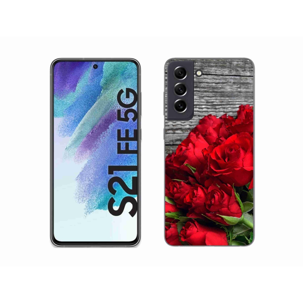 Gélový kryt mmCase na Samsung Galaxy S21 FE 5G - červené ruže