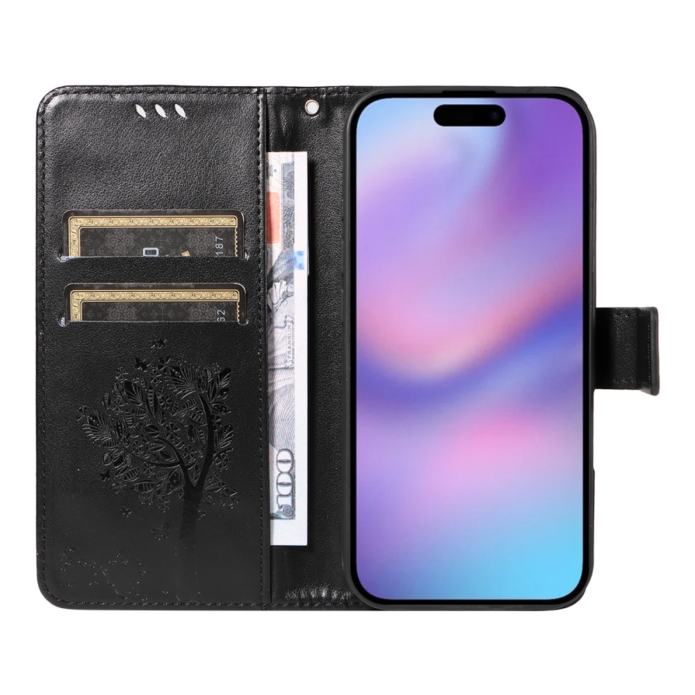 Trees knižkové púzdro na iPhone 17 - čierne