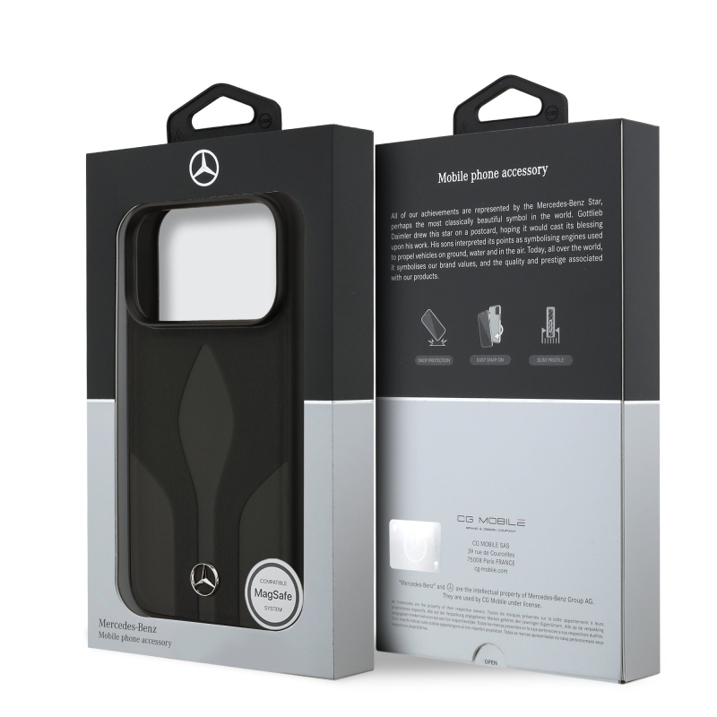 Mercedes Leather The Move MagSafe zadný kryt pre iPhone 17 Pro Black