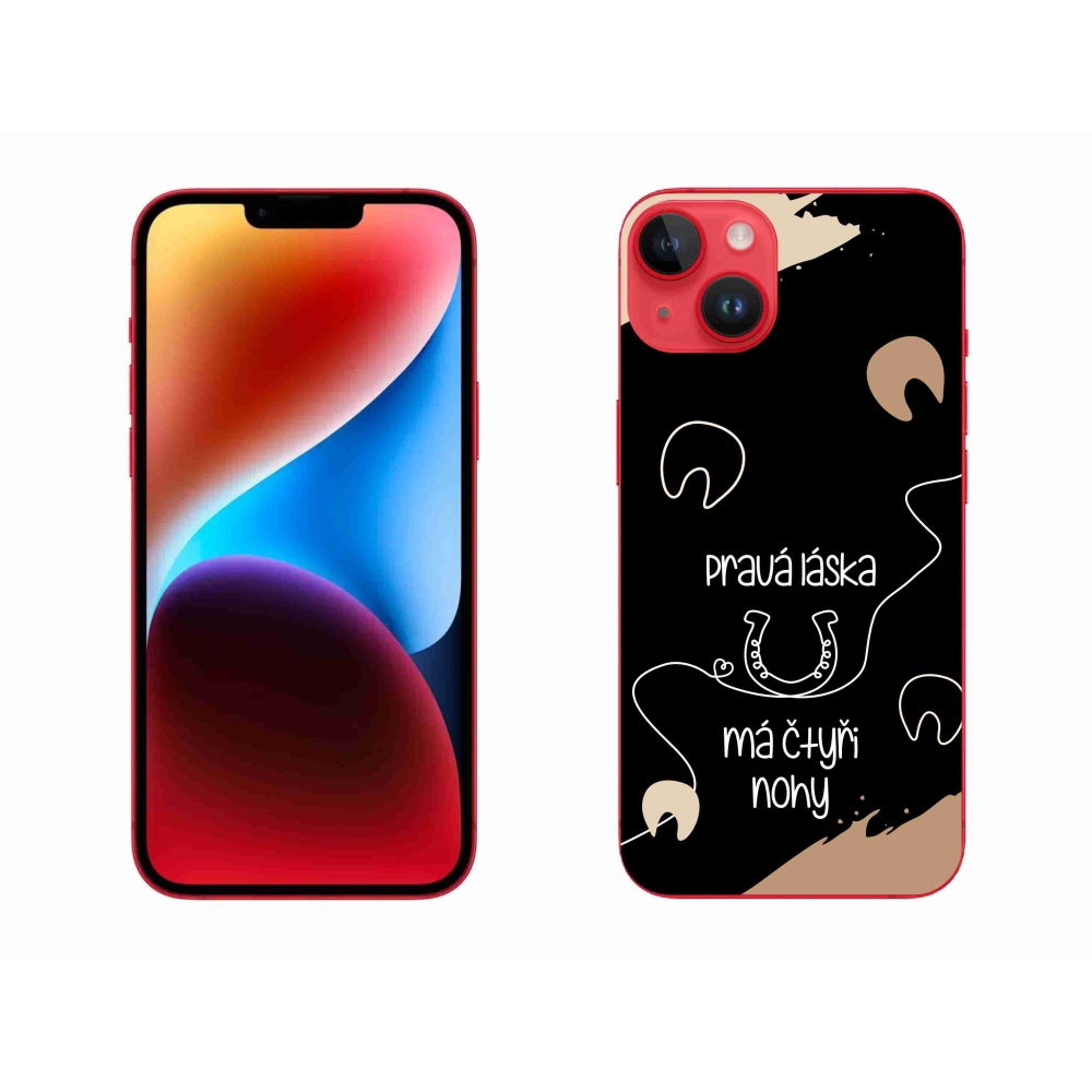 Gélový kryt mmCase na iPhone 14 Plus - konský motív čierne pozadie