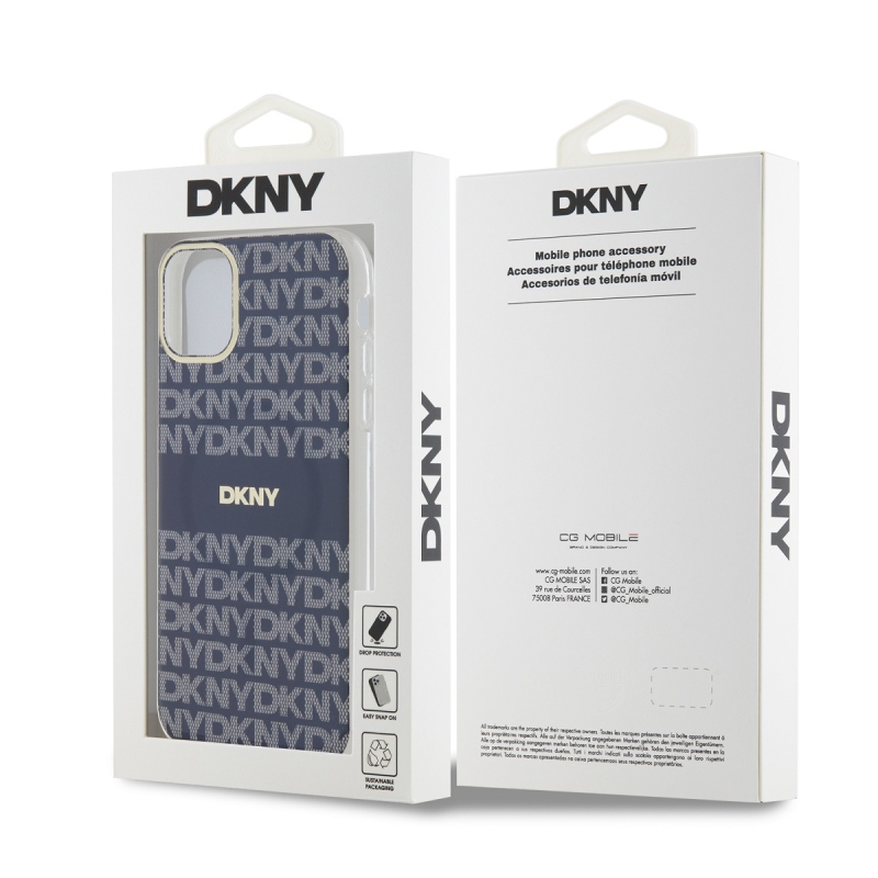 DKNY PC/TPU Repeat Pattern Tonal Stripe Magsafe Zadný Kryt pre iPhone 11 Blue