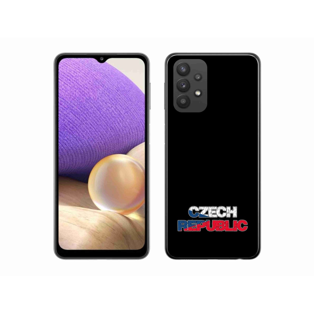 Gélový kryt mmCase na Samsung Galaxy A32 5G - Czech Republic čierne pozadie