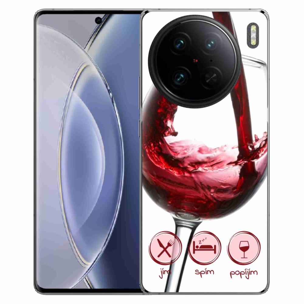 Gélový obal mmCase na Vivo X90 Pro - pohár vína červené
