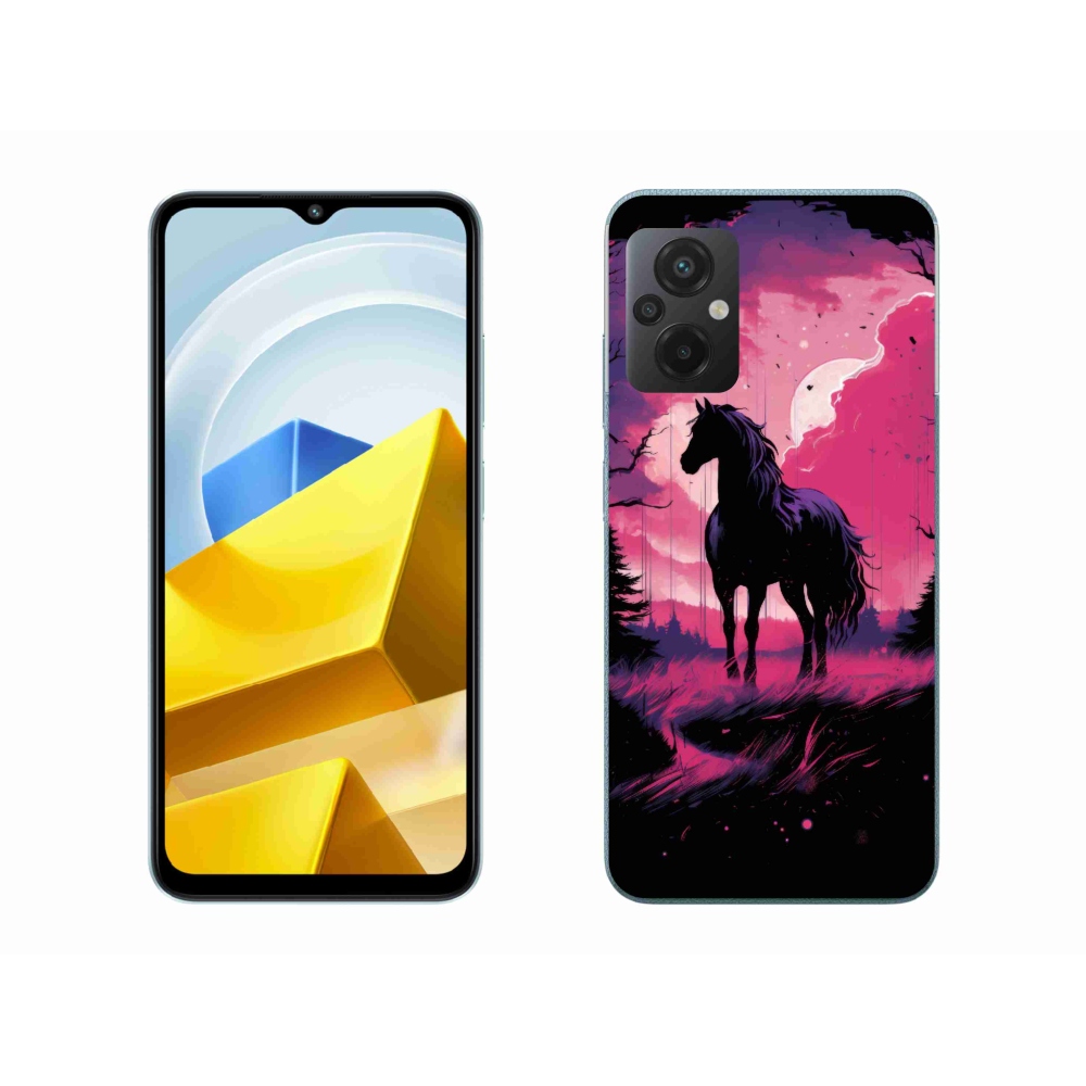 Gélový kryt mmCase na Xiaomi Poco M5 4G - čierny kreslený kôň 1