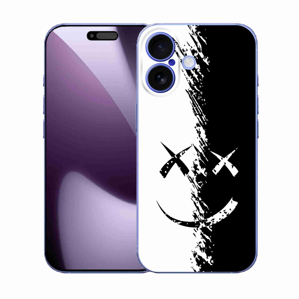 Gélový kryt mmCase na iPhone 17 - čiernobiely smajlík