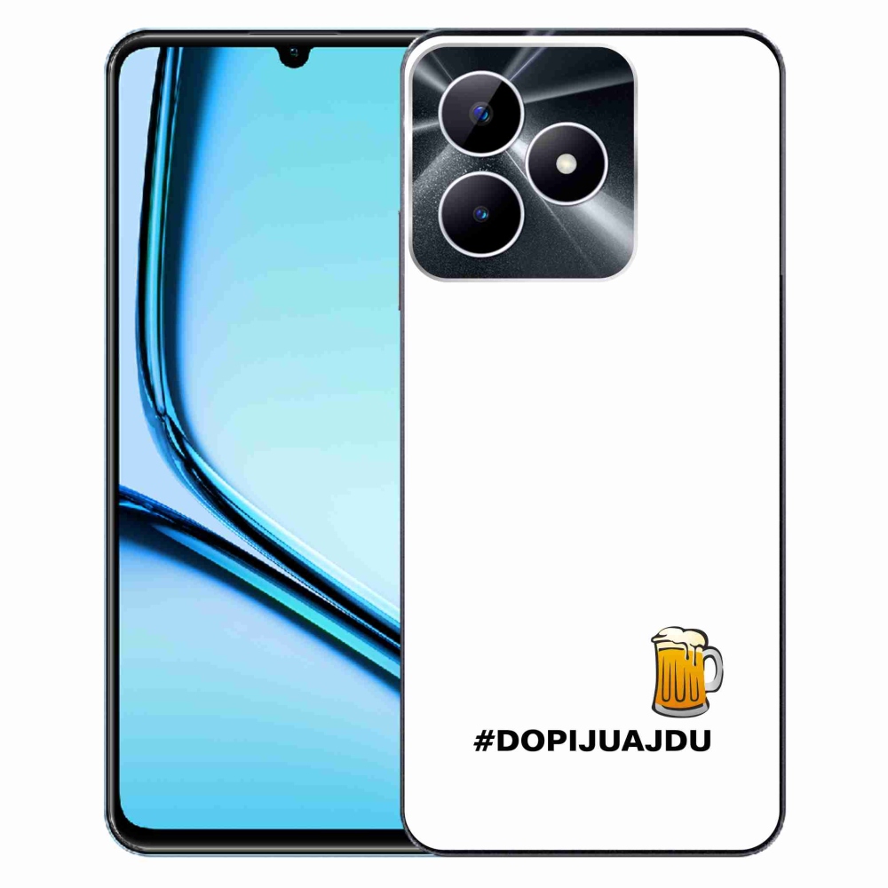 Gélový kryt mmCase na Realme Note 50 - pivný motív 1 biele pozadie