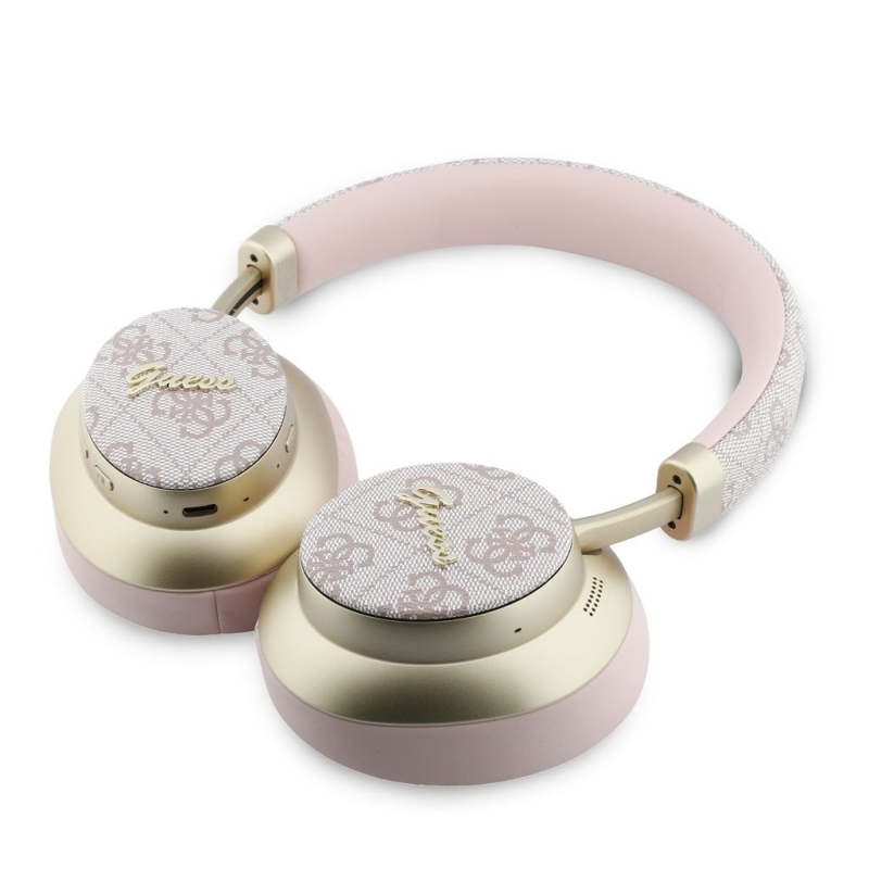 Guess PU 4G Gold Script Metal Logo ENC bezdrôtové slúchadlá ružové
