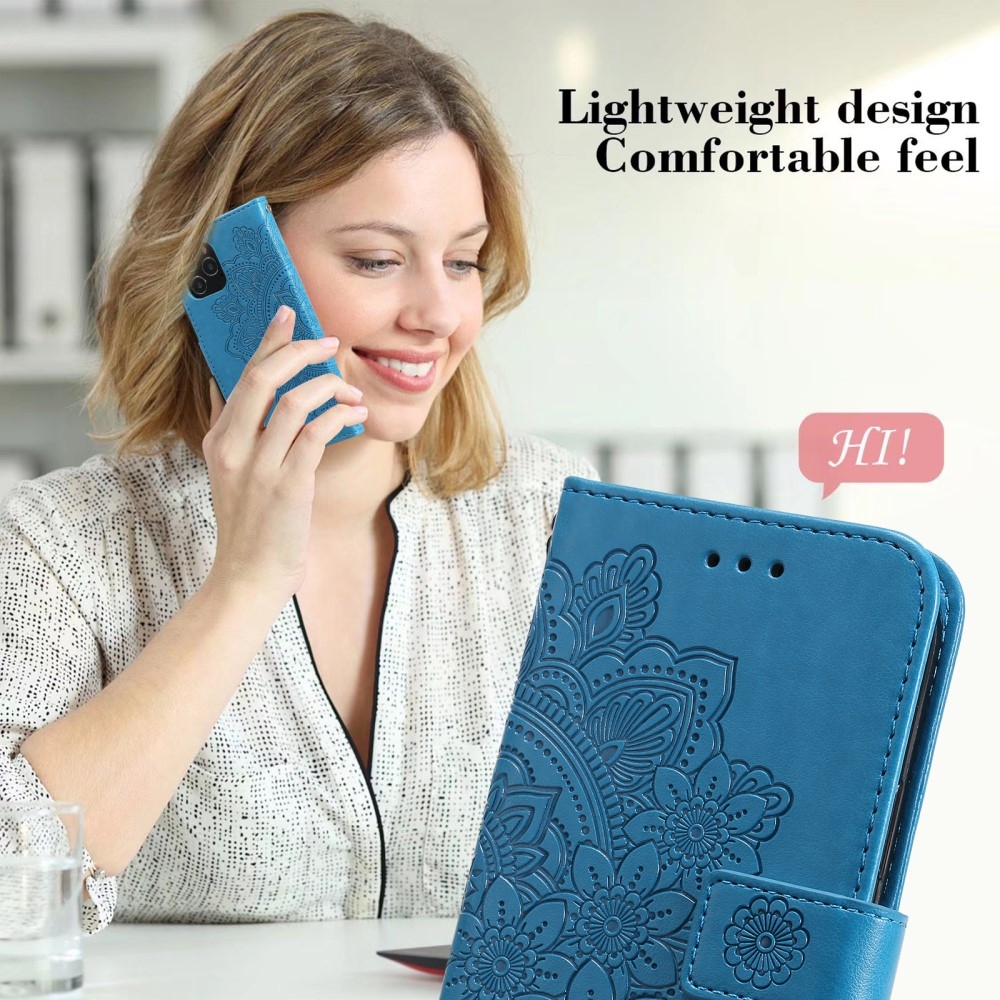 Floral knižkové puzdro na Realme 14 5G - modré