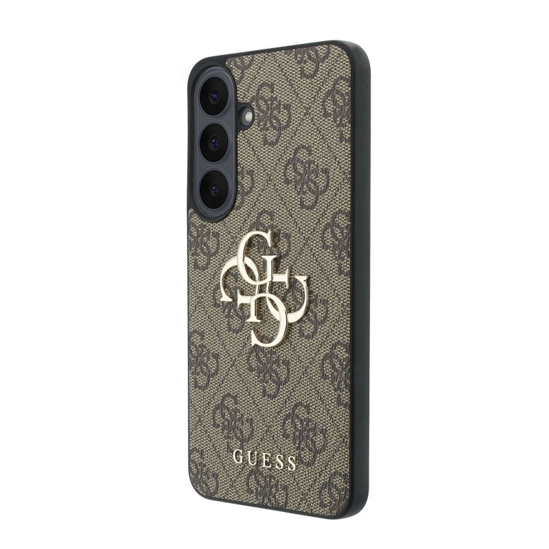 Guess PU 4G Metal Logo zadný kryt pre Samsung Galaxy S26 FE, hnedý