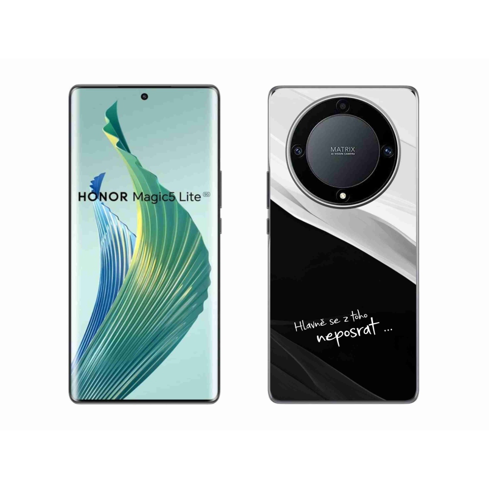 Gélový kryt mmCase na Honor Magic 5 Lite 5G - vtipný text 13 čiernobiele pozadie
