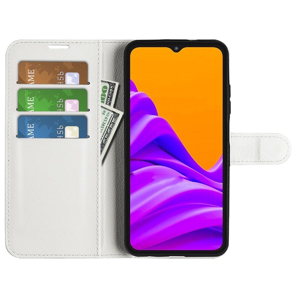 Litchi knižkové púzdro na Samsung Galaxy Xcover 7 Pro - biele