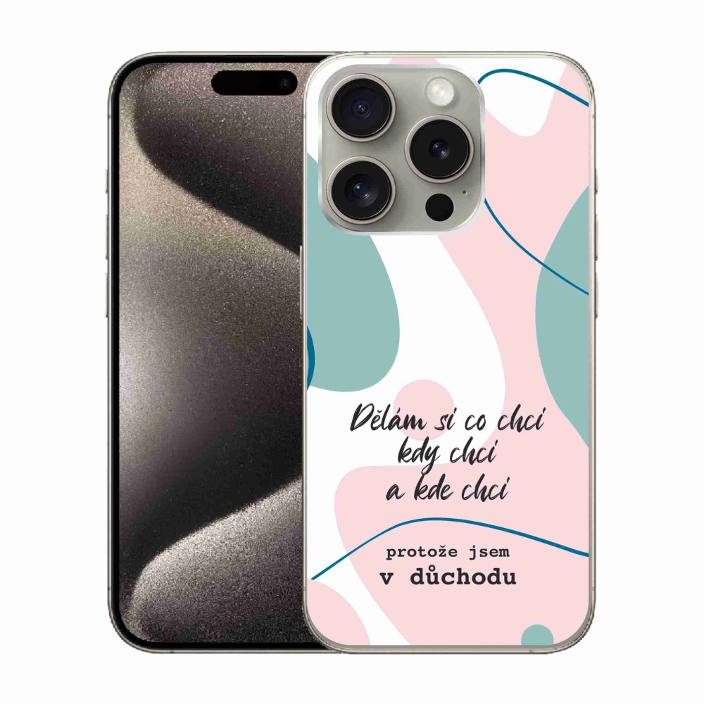 Gélový kryt mmCase na iPhone 15 Pro - vtipný text 10 biele pozadie