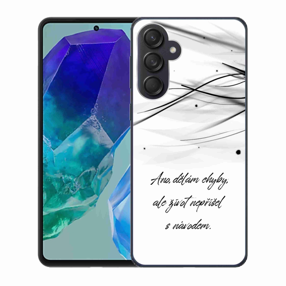 Gélový kryt mmCase na Samsung Galaxy M55 5G - citát biele pozadie