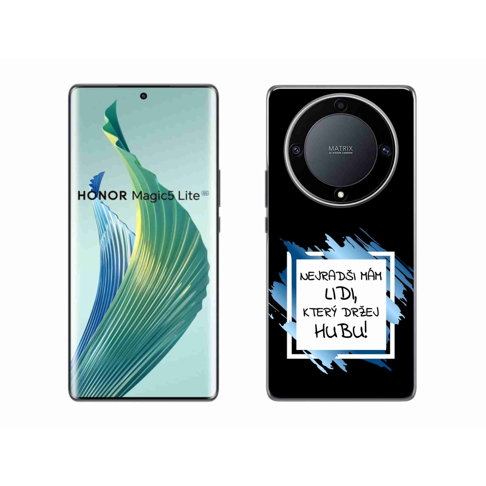 Gélový kryt mmCase na Honor Magic 5 Lite 5G - vtipný text 7 bieločierne pozadie