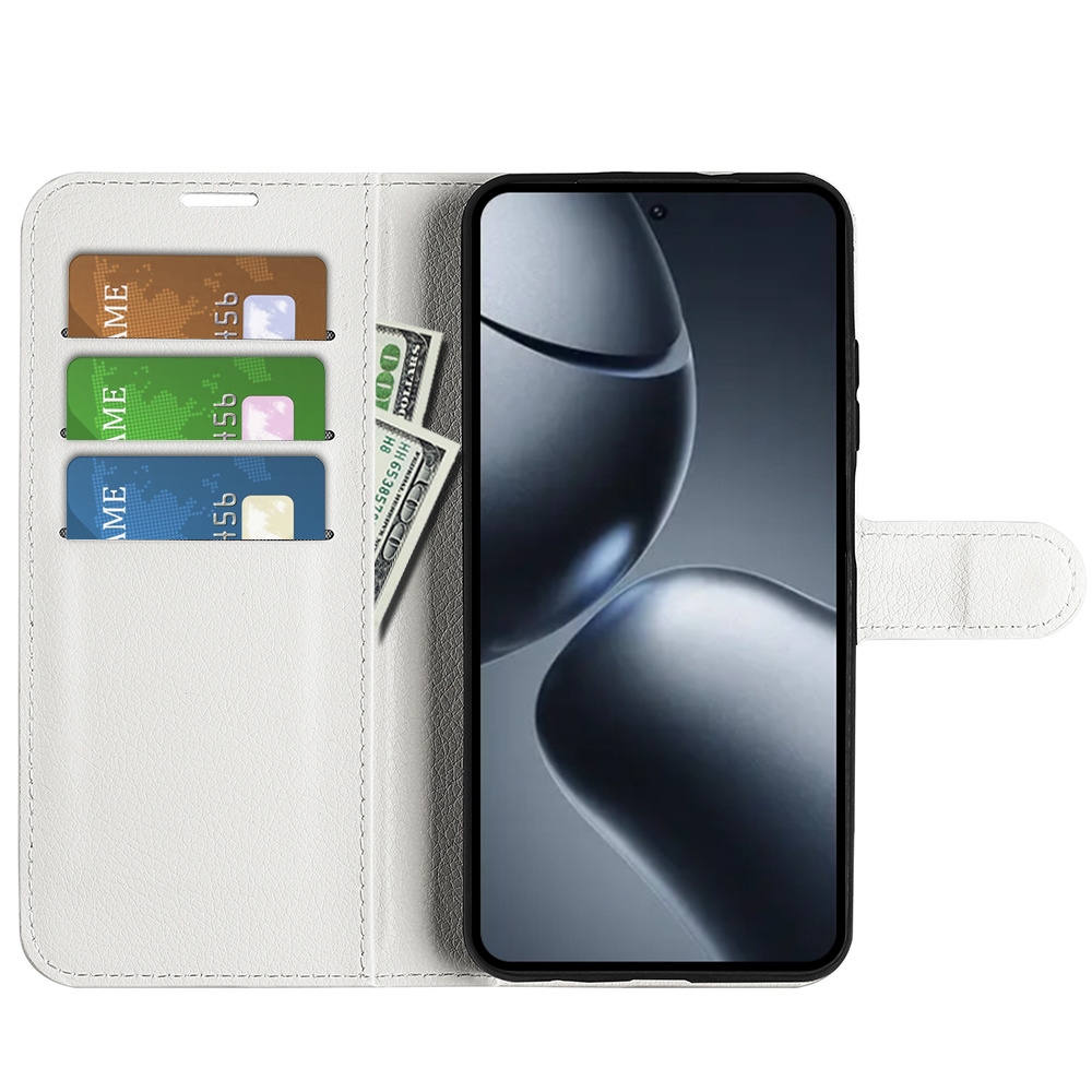 Litchi knižkové púzdro na Xiaomi 15T Pro - biele