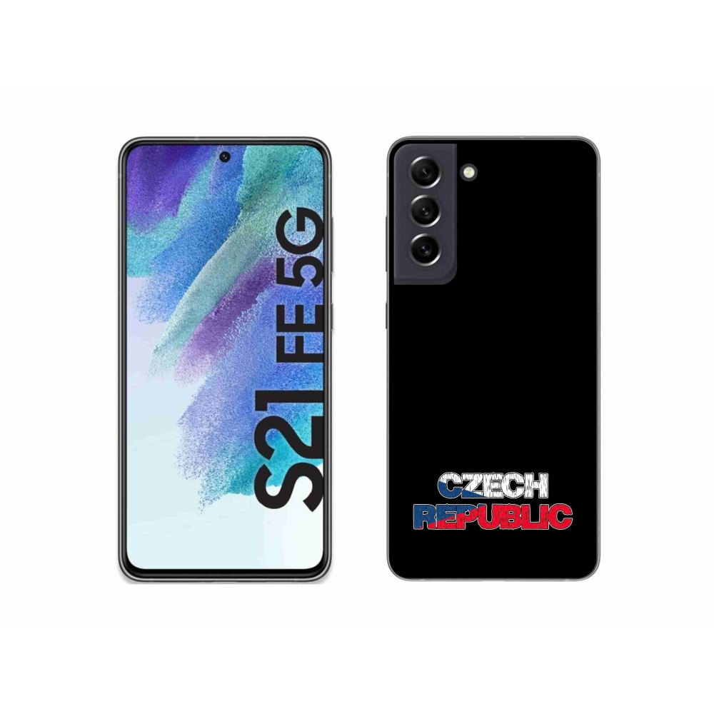 Gélový kryt mmCase na Samsung Galaxy S21 FE 5G - Czech Republic čierne pozadie