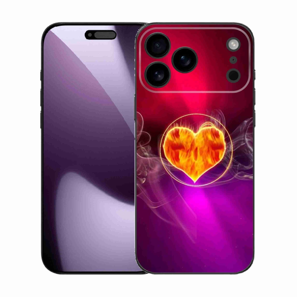 Gélový kryt mmCase na iPhone 17 Pro Max - ohnivé srdce