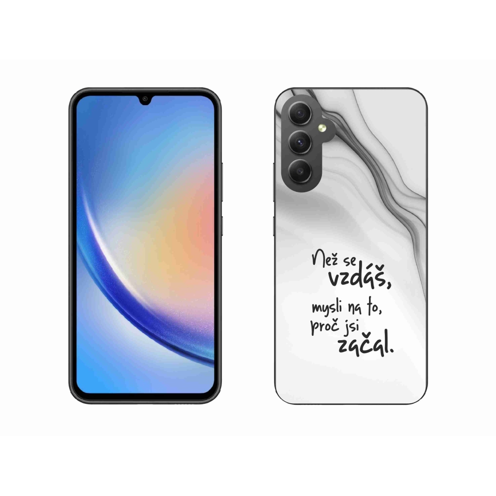 Gélový kryt mmCase na Samsung Galaxy A34 5G - citát 2 biele pozadie