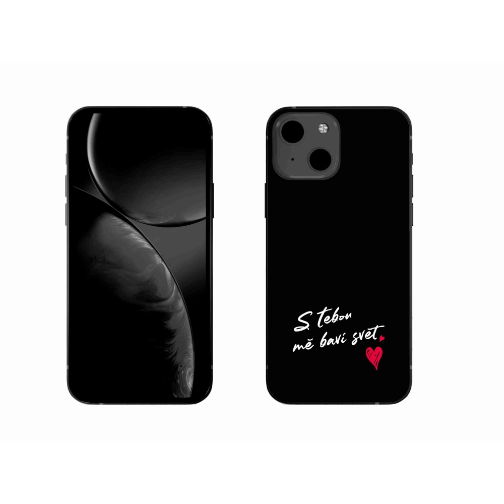 Gélový kryt mmCase na iPhone 13 6.1 - zamilovaný text 1 čierne pozadie