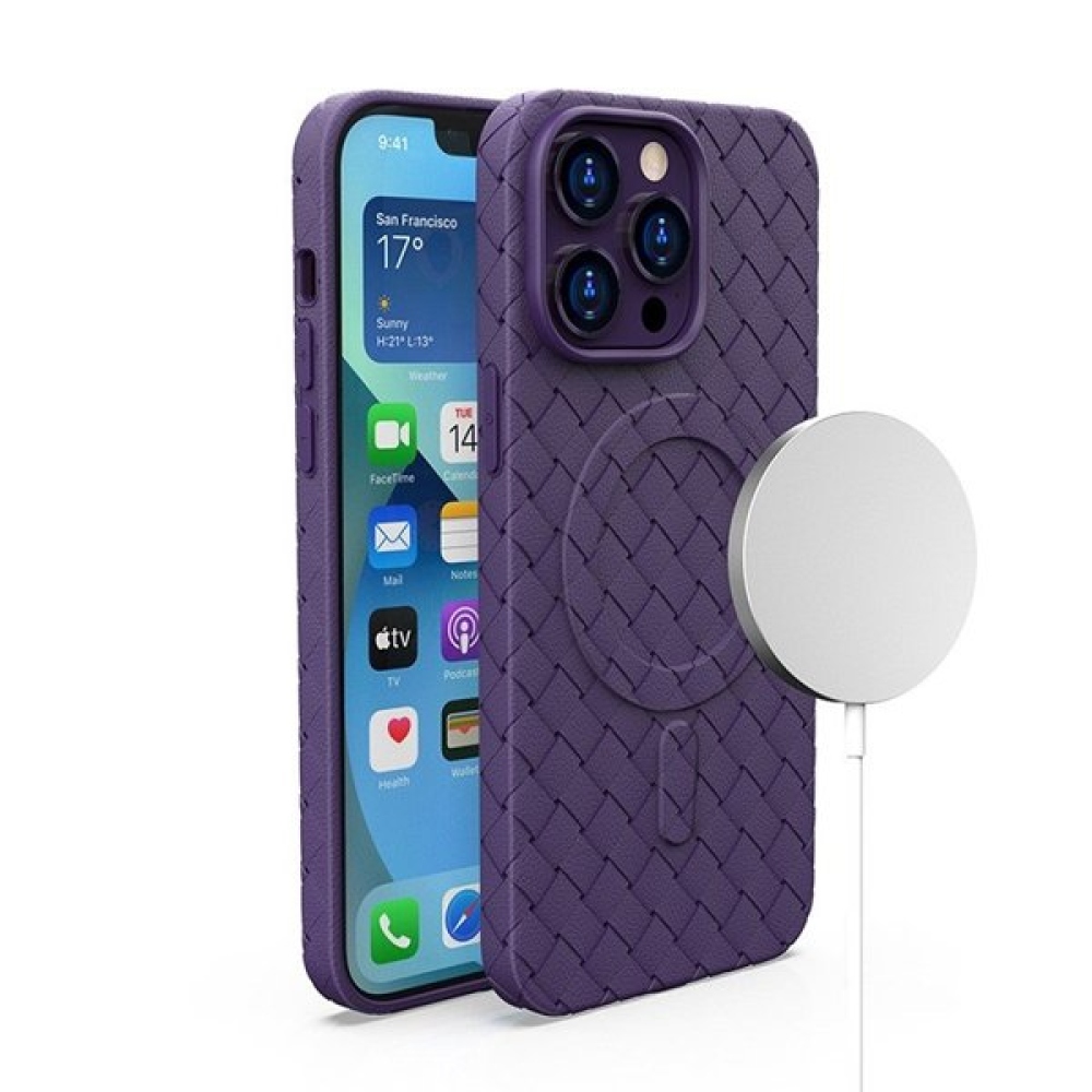 Woven gélový obal s MagSafe na iPhone 15 - fialový