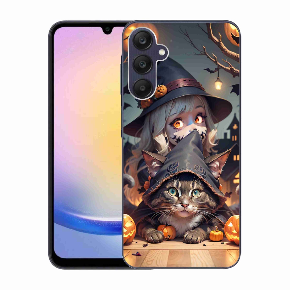 Gélový kryt mmCase na Samsung Galaxy A25 5G - čarodejnica s mačkou