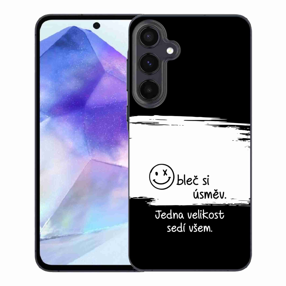 Gélový kryt mmCase na Samsung Galaxy A55 5G - vtipný text 8 bieločierne pozadie