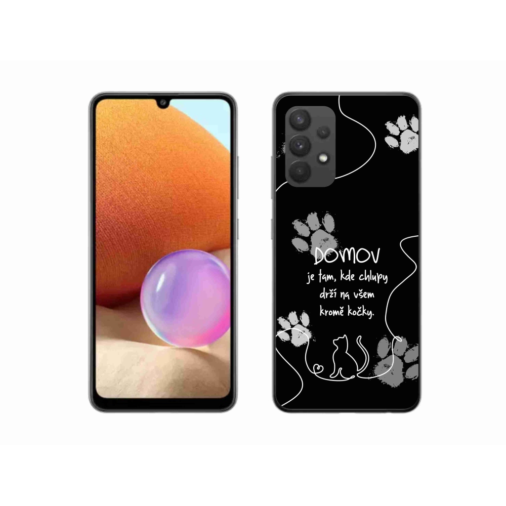 Gélový kryt mmCase na Samsung Galaxy A32 4G - mačacie motív čierne pozadie