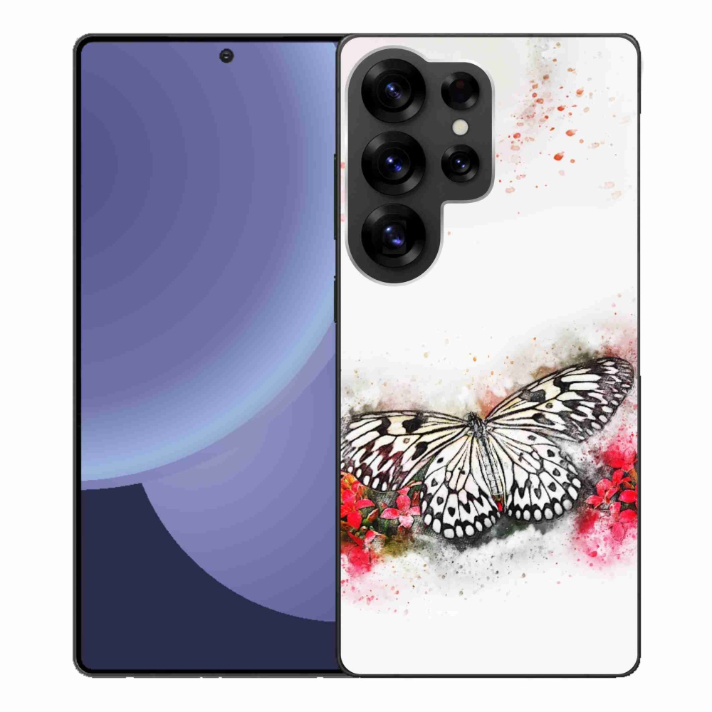 Gélový kryt mmCase na Samsung Galaxy S25 Ultra - čiernobiely motýľ