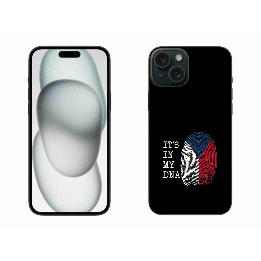 Gélový kryt mmCase na iPhone 15 Plus - vlajka odtlačok prsta čierne pozadie