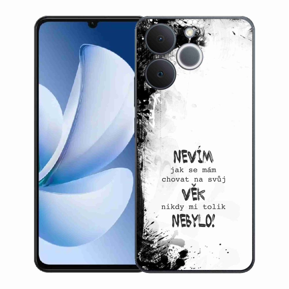 Gélový kryt mmCase na Realme Note 70T - vtipný text 14 biele pozadie