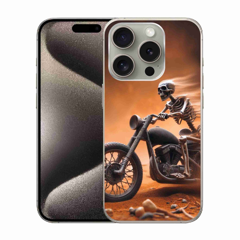 Gélový kryt mmCase na iPhone 15 Pro - kostra na motorke