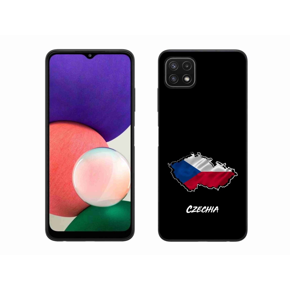 Gélový kryt mmCase na Samsung Galaxy A22 5G - Czechia čierne pozadie