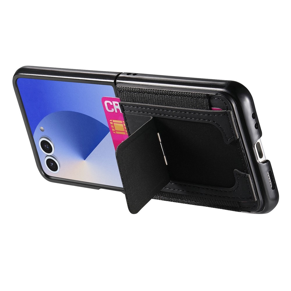 Luxurious plastový kryt s umelou kožou na Samsung Galaxy Z Flip7 5G - čierny