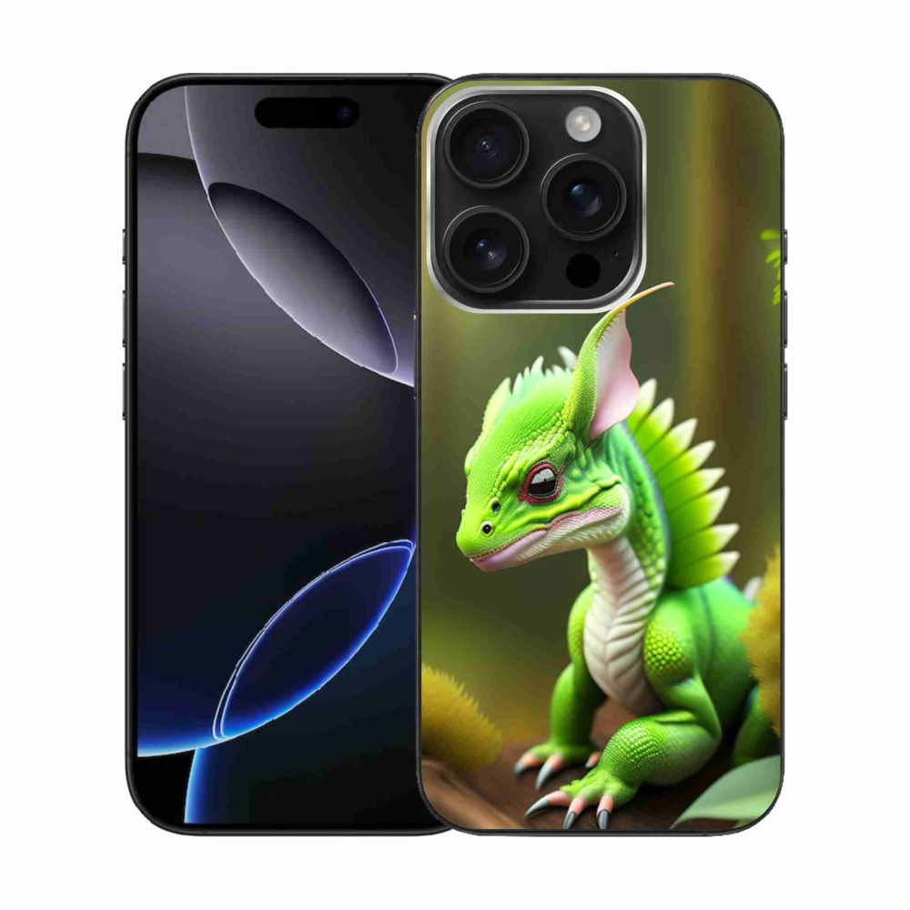 Gélový kryt mmCase na iPhone 16 Pro - zelený dráčik