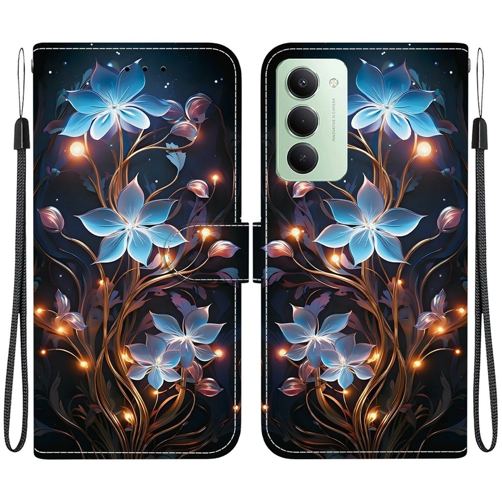 Versatile knižkové púzdro na Xiaomi Redmi 15 4G (171mm) - modré kvety