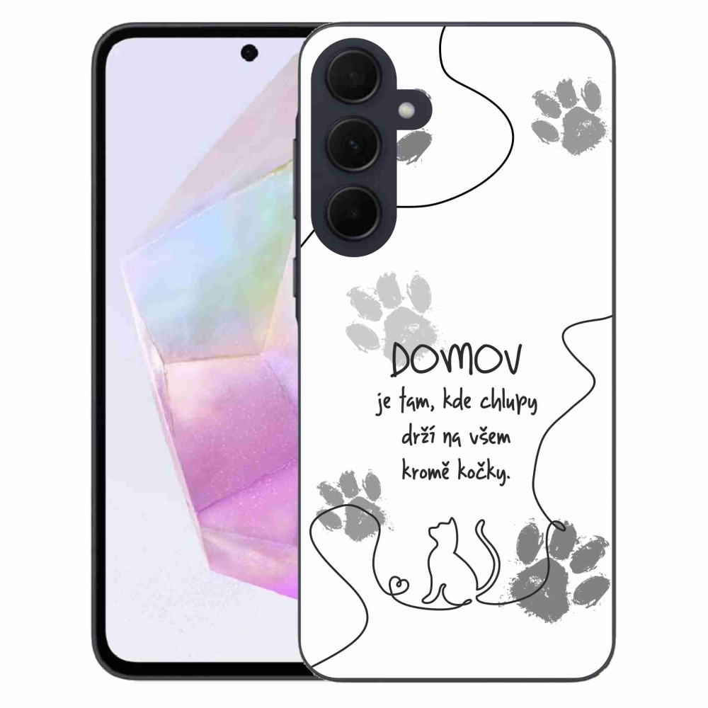 Gélový kryt mmCase na Samsung Galaxy A35 5G - mačacie motív biele pozadie
