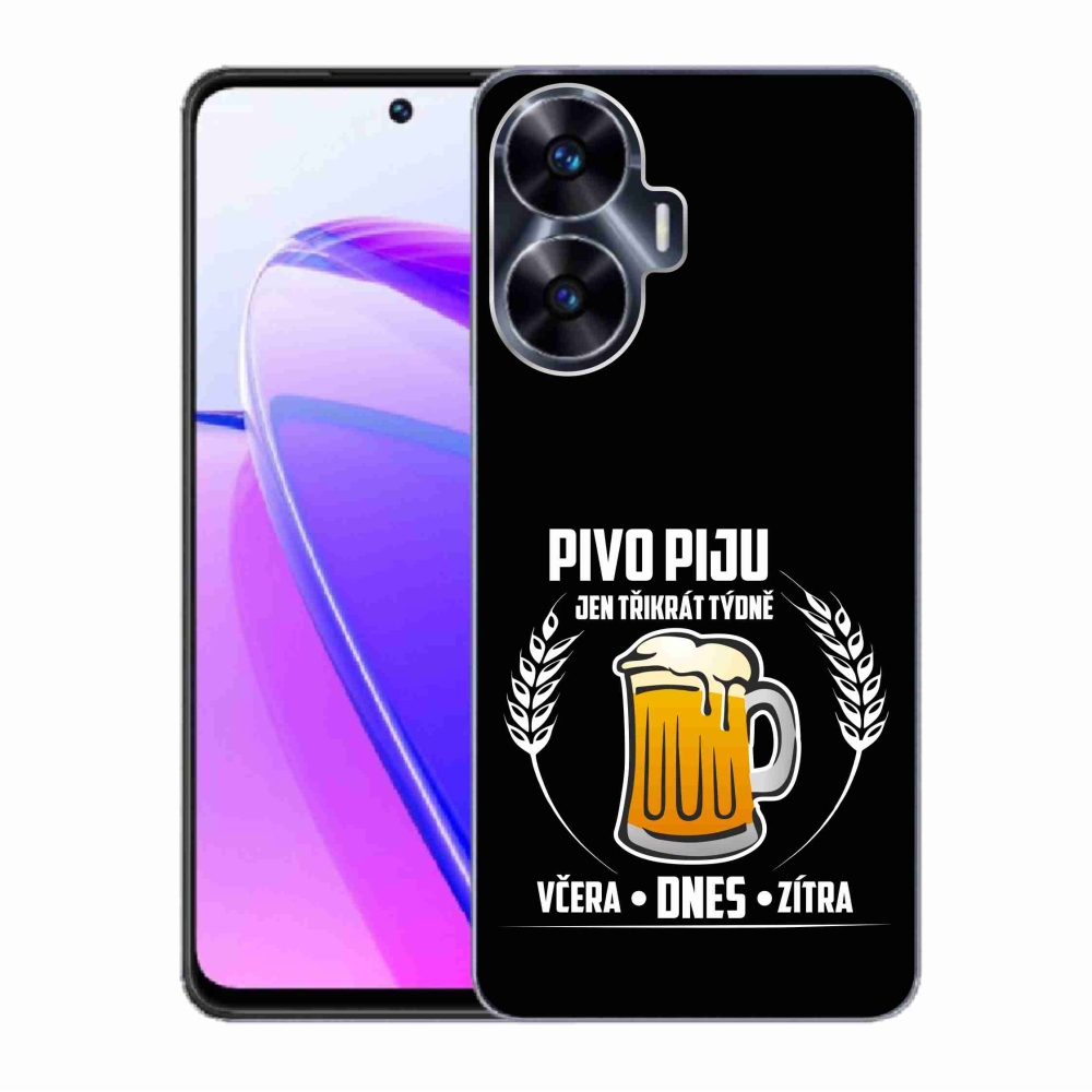 Gélový kryt mmCase na Realme C55 - pivný motív čierne pozadie