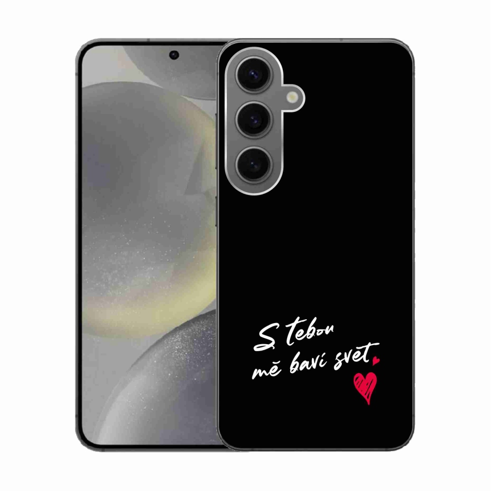 Gélový kryt mmCase na Samsung Galaxy S24 - zamilovaný text 1 čierne pozadie