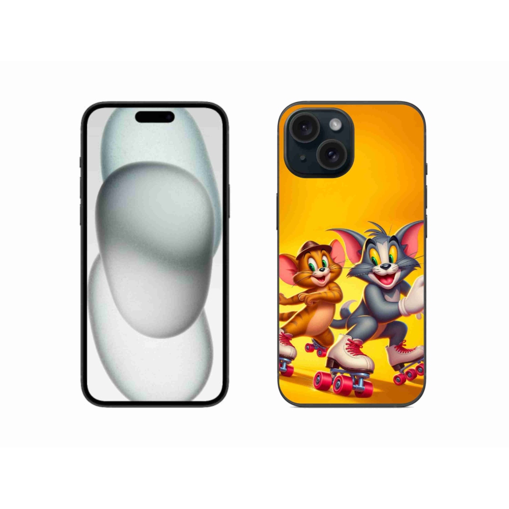 Gélový kryt mmCase na iPhone 15 - tom a jerry