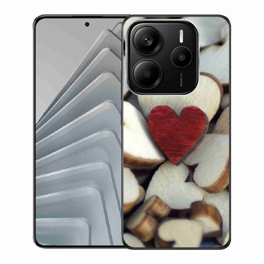 Gélový kryt mmCase na Xiaomi Redmi Note 14 5G - gravírované červené srdce