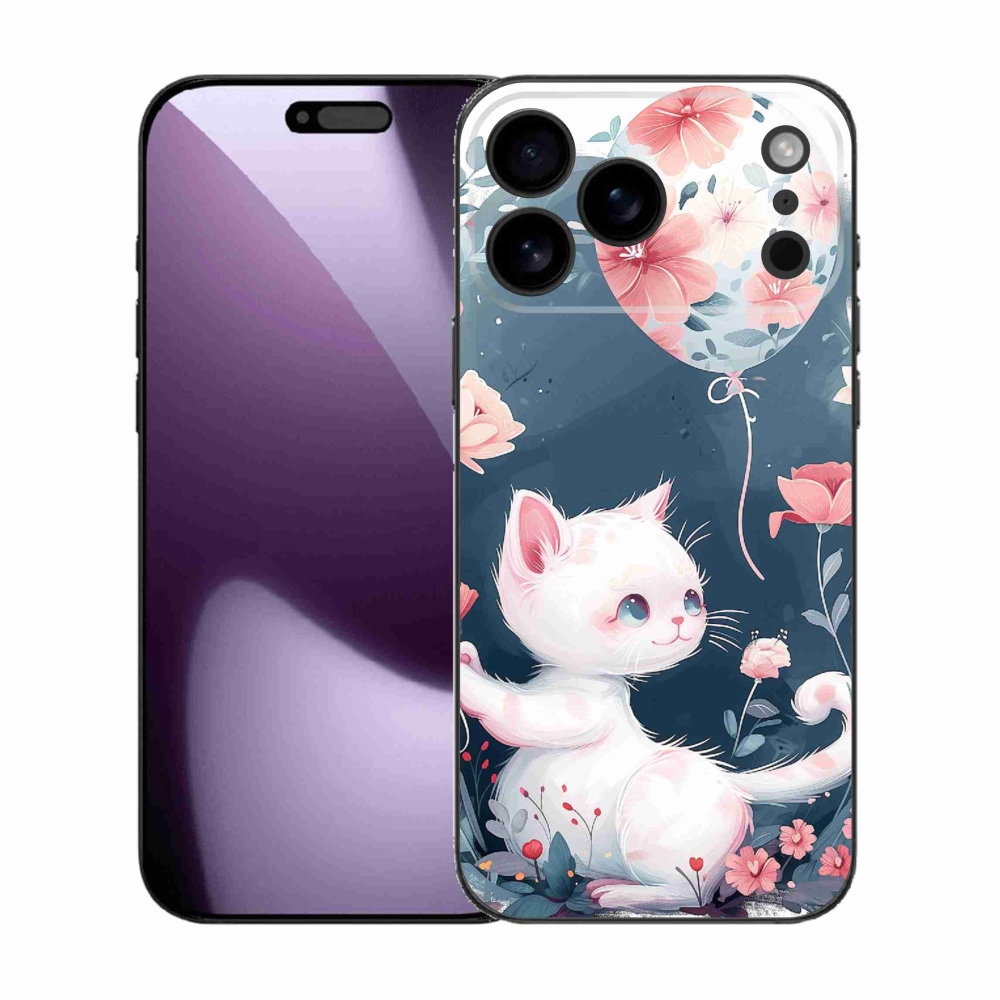 Gélový kryt mmCase na iPhone 17 Pro Max - mačiatko s balónikom
